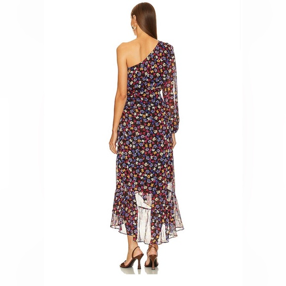 37. Astr the label $128 Calista in Blue & Red Ditsy Floral One-Shoulder Dress - Picture 5 of 5
